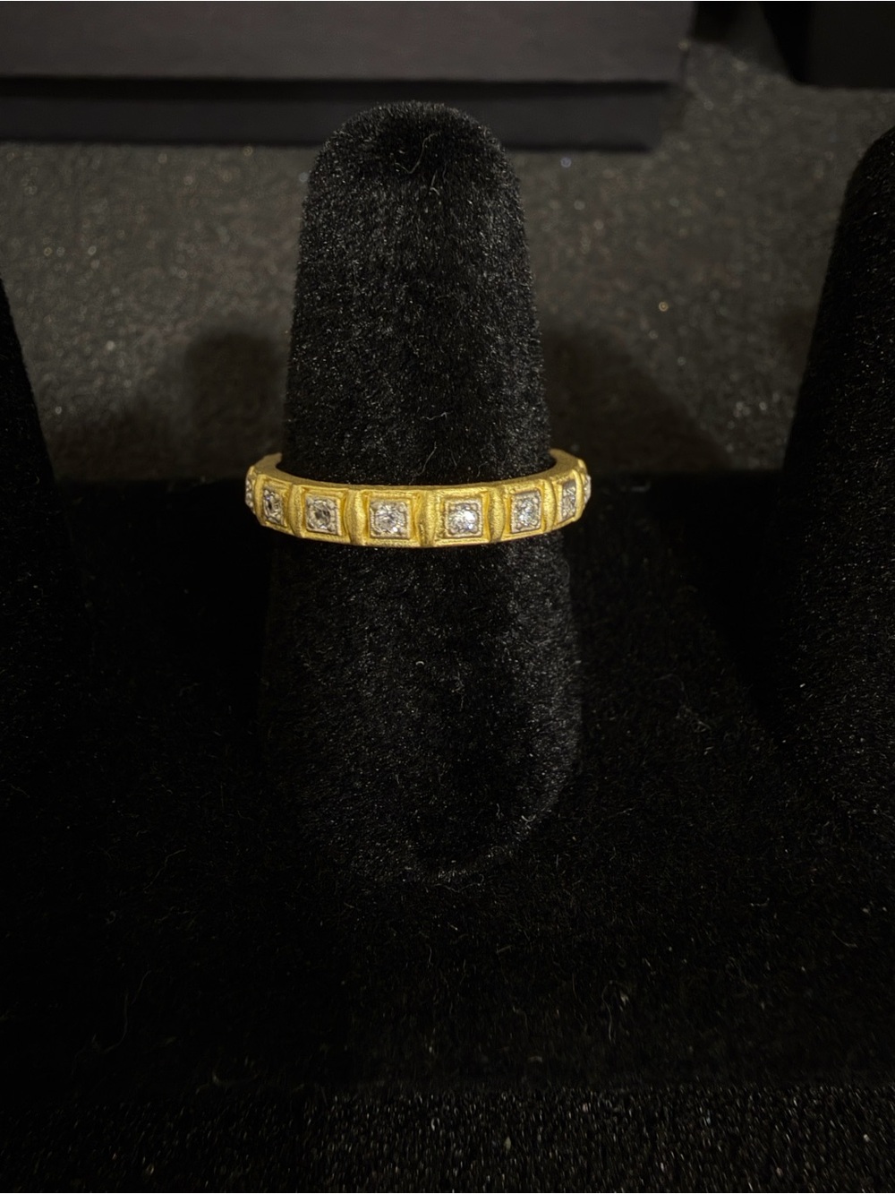 Freida Rothman 925 Silver Band Ring with SquareSet Accent Stones FR 925 Stamped